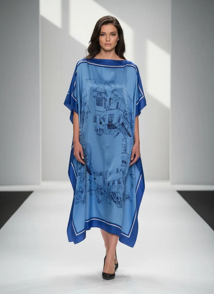 Akse Tekstil Kaftan cover-up in a coordinated print