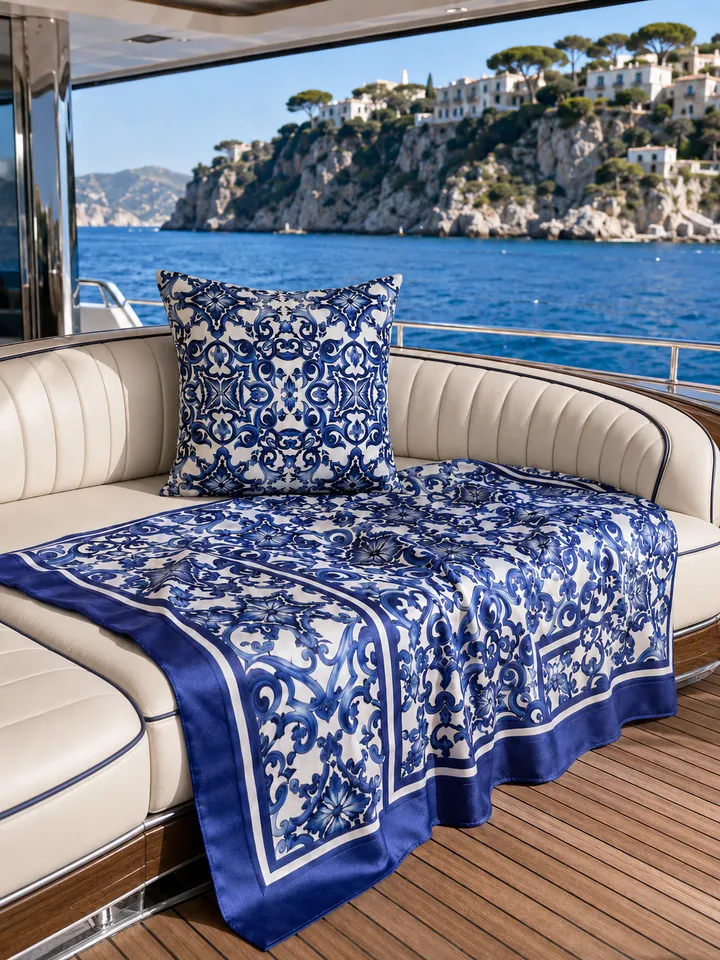 Akse Tekstil matching printed pillow and throw set