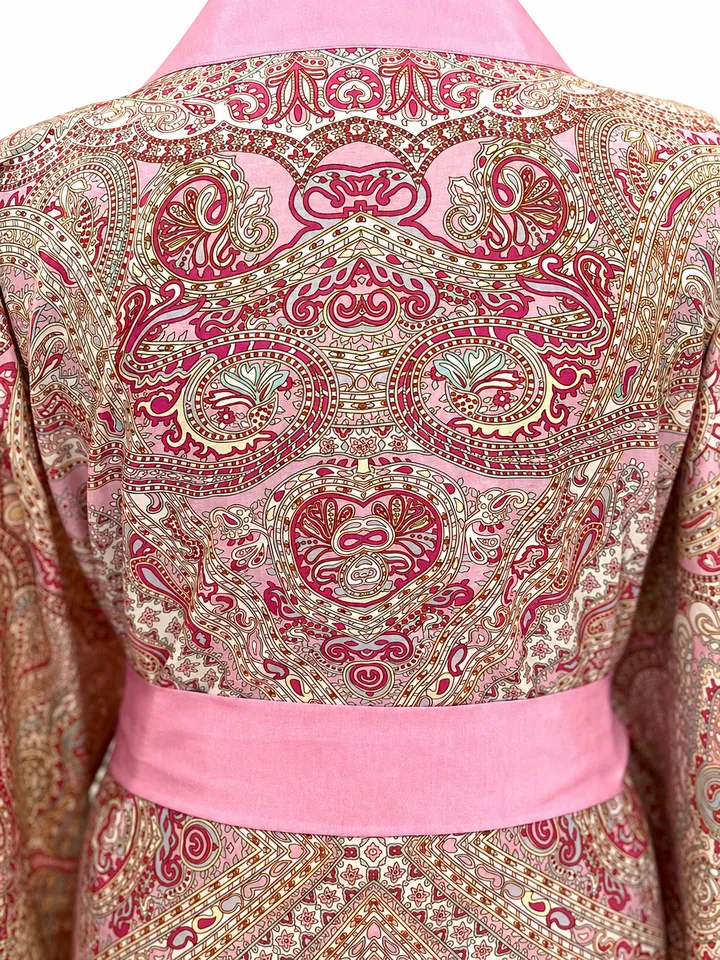 Printed garment worn by a model